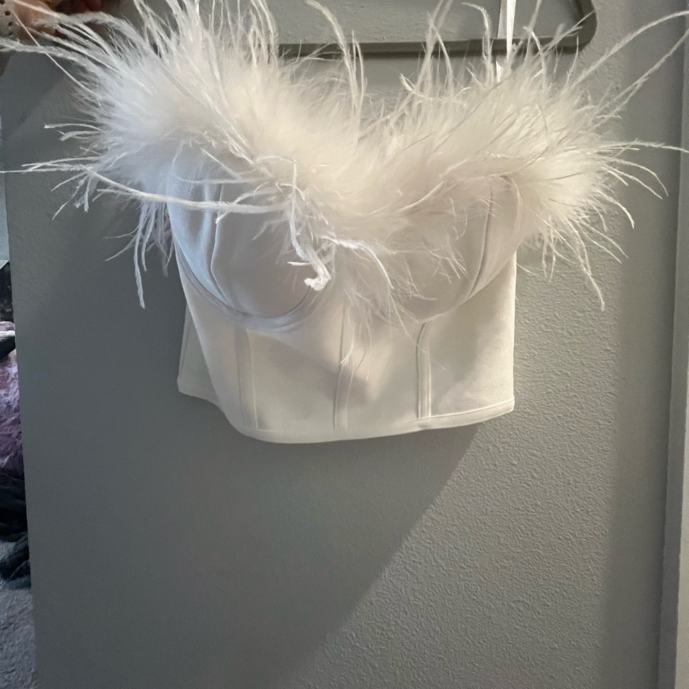 Superdown white Feather Accent Bustier